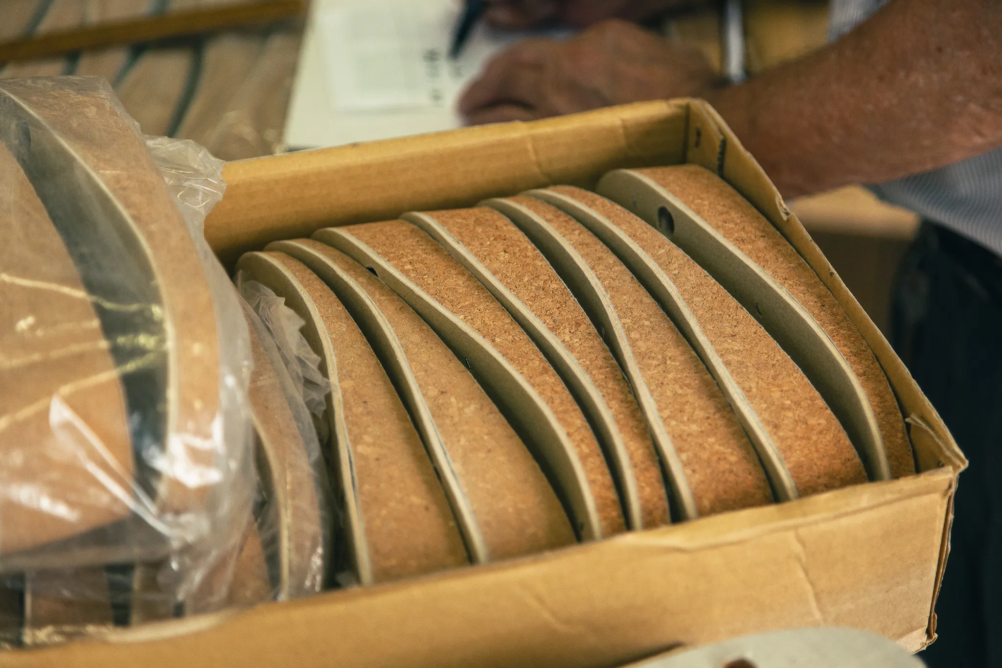 コルク台のクローズアップ